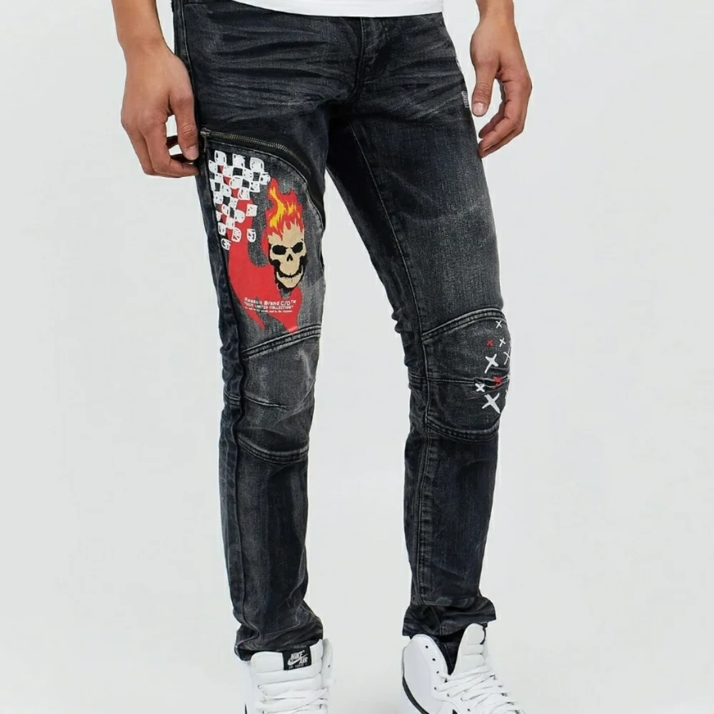 💀Summon Skull Denim Flame Jean's 34w - Picture 2 of 13